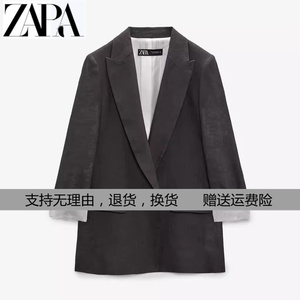 ZARA亚麻休闲西装标牌齐全