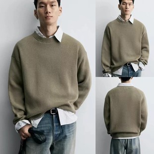 棉质纹理宽松圆领长袖 男装 针织衫 毛衣 526 2025秋季 3920325 新品