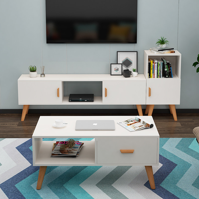 北欧电视柜茶几组合套装现代简约小户型客厅实木腿电视机柜落地柜|ruв категории жилой мебели, комплект мебели, гостиная мебель, чайный стол + телевизионный шкаф - от Buy2taobao.com для оказания профессиональной услуги покупки агента Taobao