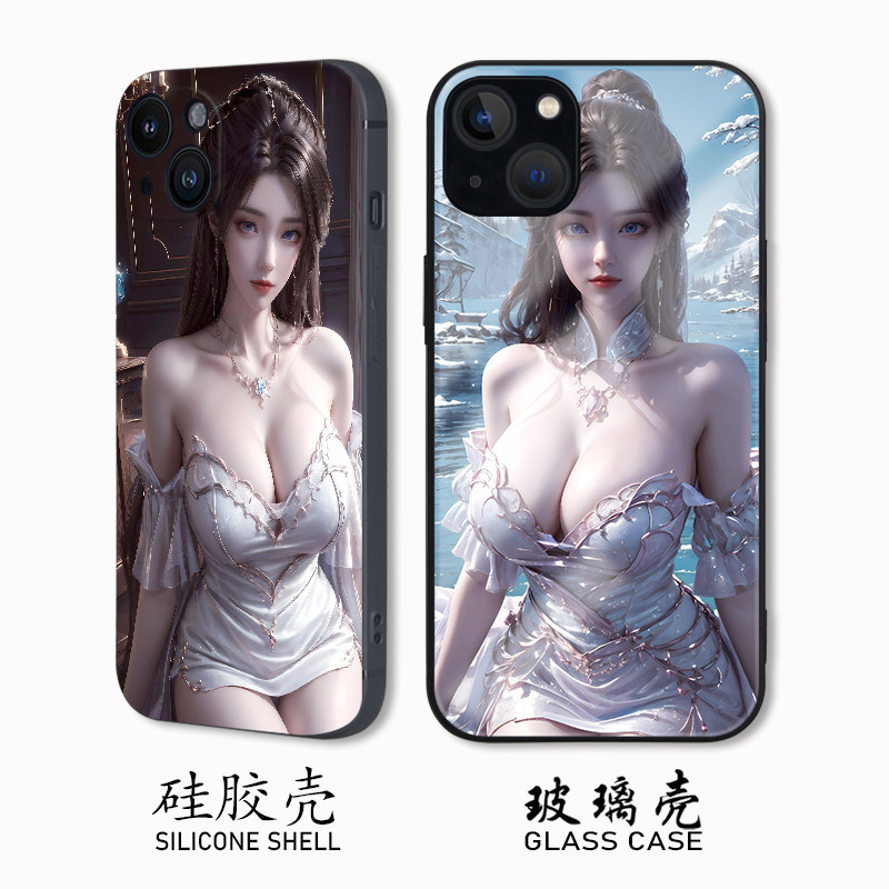完美世界月婵手机壳硅胶苹果15适用iPhone14plus高级感vivoX60性感OPPO真我GTneo5美女iQOONeo7活力se小米12X