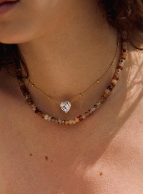 pn爱心锆石纯银防过敏锁骨链