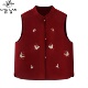 年货复古红色重工刺绣新中式 双面绵羊毛呢无袖 马甲背心外套女新春