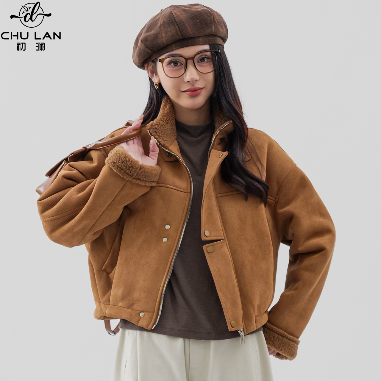 美拉德仿皮毛一体外套女保暖上衣