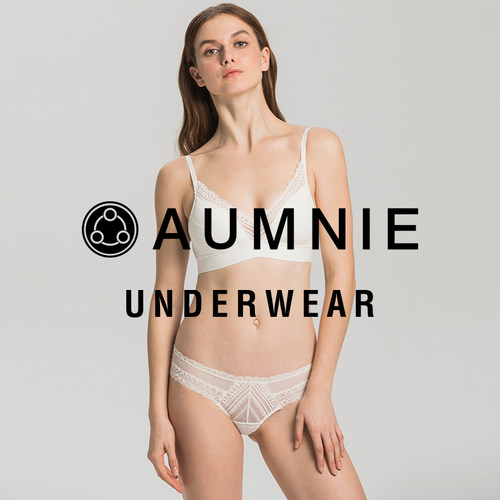 AUMNIE澳弥尼复古花边内衣套装蕾丝边无钢圈大胸显小薄款性感胸衣