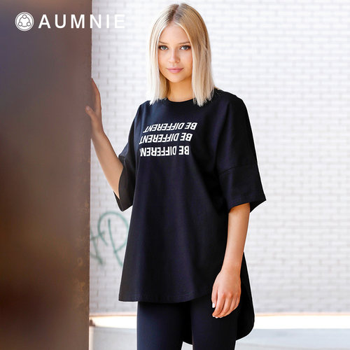 AUMNIE澳弥尼高低宽松T恤短袖宽松透气瑜伽运动休闲健身服