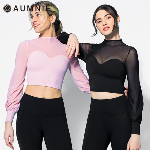 AUMNIE幻觉灯笼袖露脐瑜伽