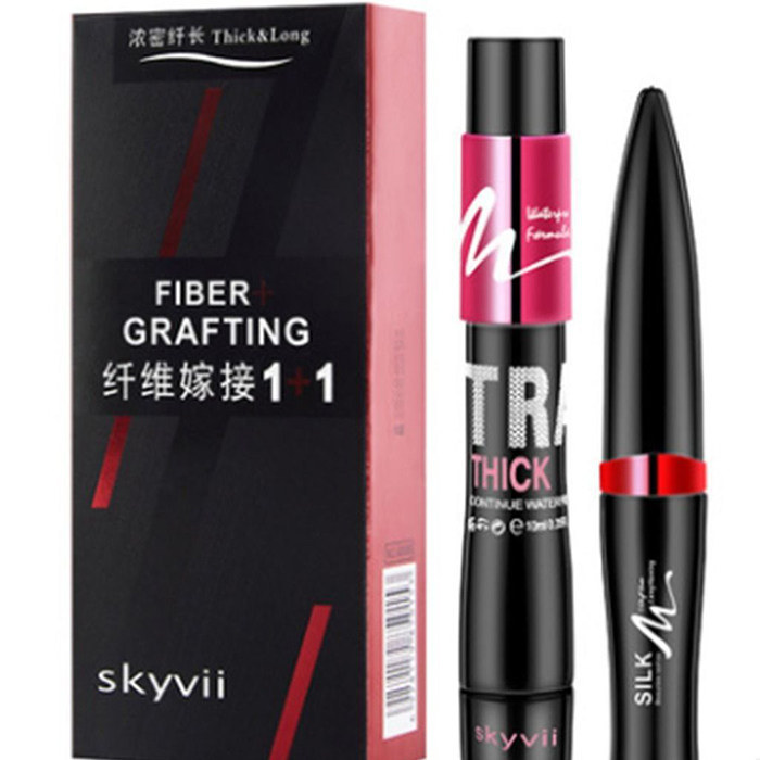 满额包邮 批发睫毛膏2支套装嫁接纤维浓密卷翘纤长防水不晕染10ml