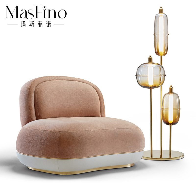 玛斯菲诺摩登现代轻奢设计师创意单人布艺休闲椅沙发椅懒人椅别墅