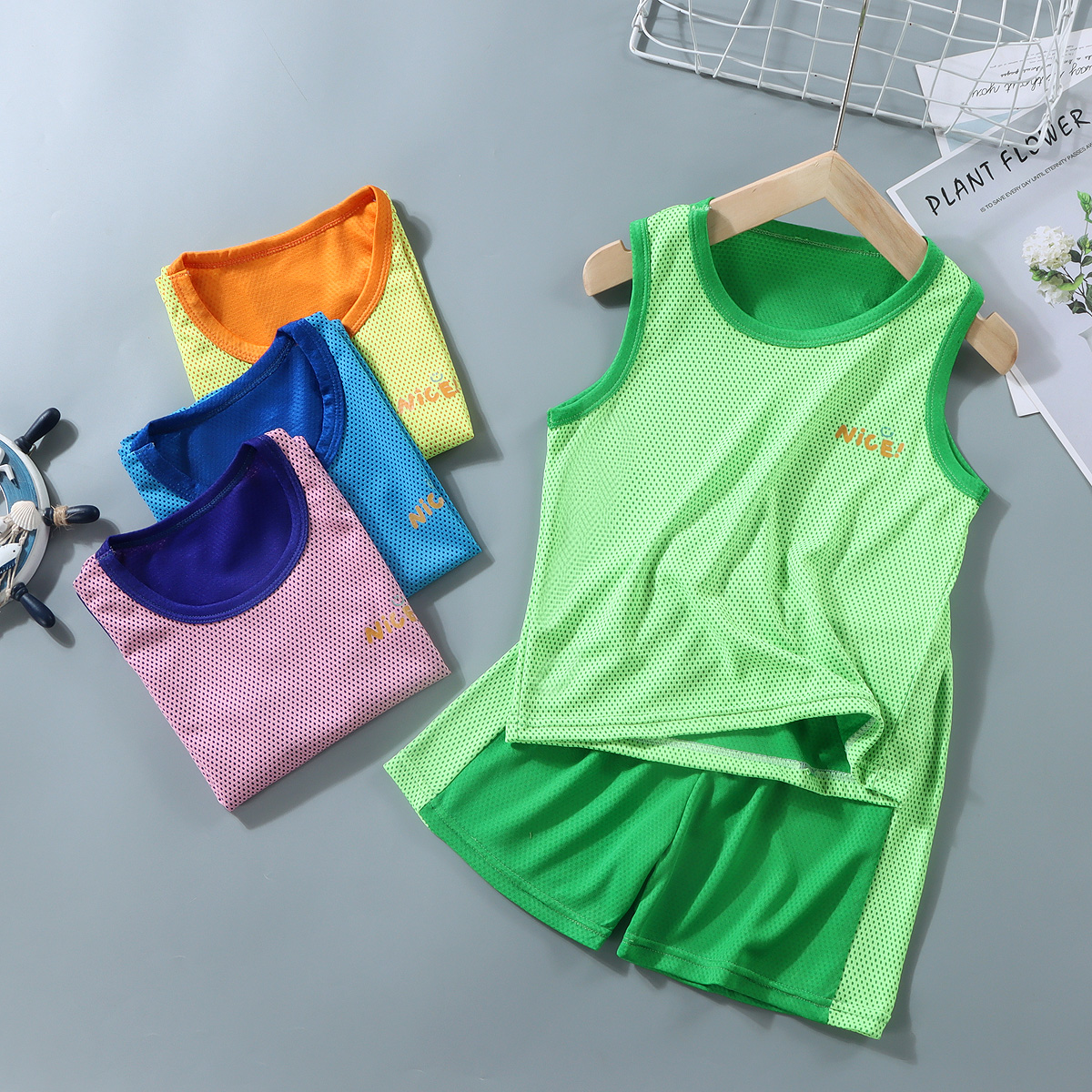 儿童夏季运动背心套装无袖跑步