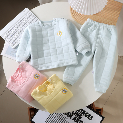 冬季儿童三层夹棉保暖衣套装