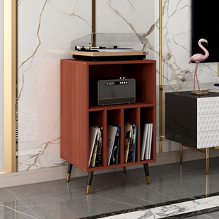 黑胶唱片机柜实木功放柜音响机柜杂志柜胡桃色沙发边柜角柜置物架