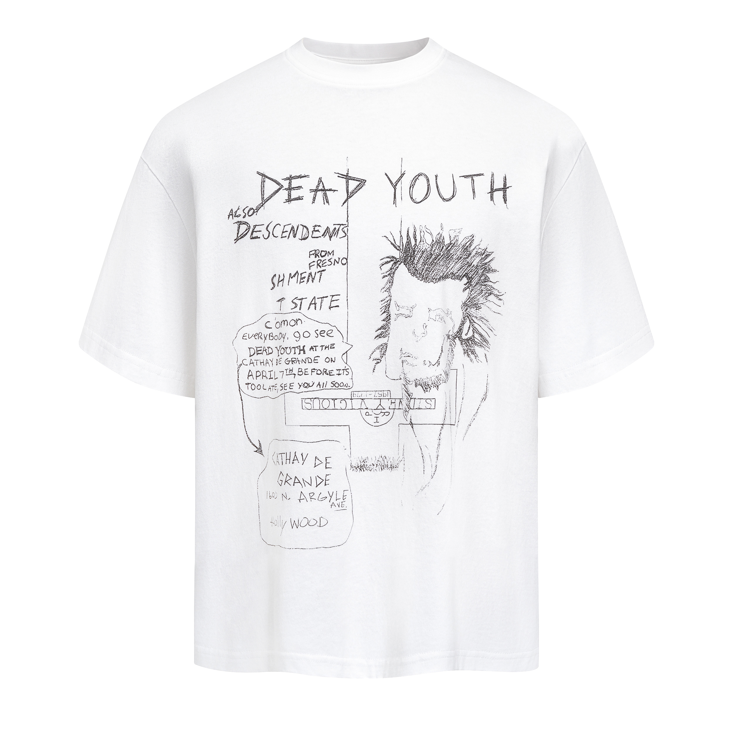 SlowFade “死亡青年”涂鸦手绘印花圆领短宽纯棉T恤cleanfit男女