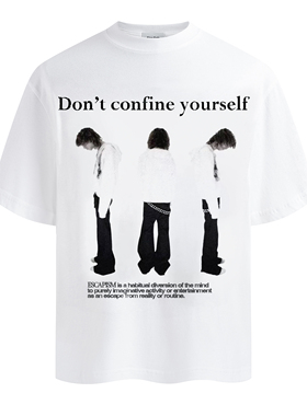 slowfade原创复古人像印花短宽boxy纯棉cleanfit短袖