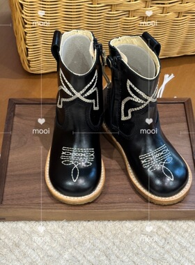 Angulus AW25秋冬新品儿童复古皮鞋切尔西复古百搭靴银色亮片靴