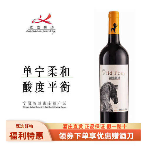 赤霞珠红葡萄酒迦南美地小野马