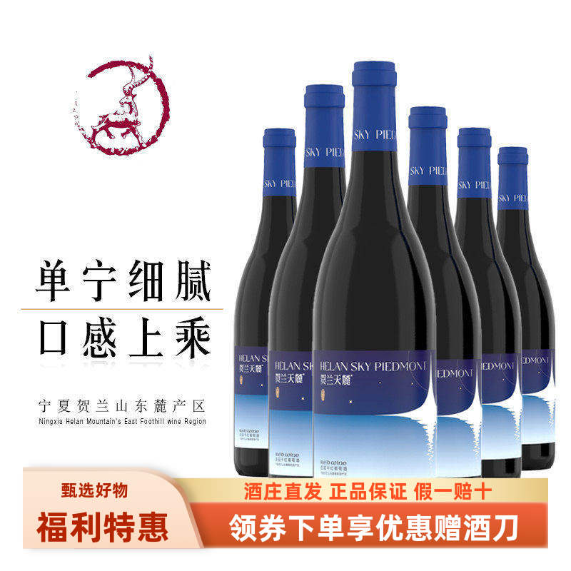 【6瓶298元钜惠】宁夏贺兰天麓繁星庄园干红葡萄酒赤霞珠红酒包邮
