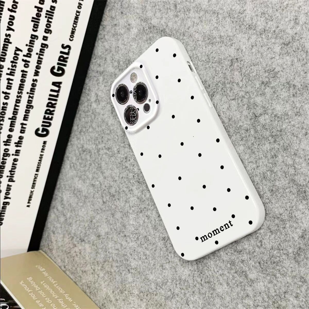 黑色波点适用iPhone14Pro/13手机壳11/6/xr苹果14/15Promax软情侣8p手机壳