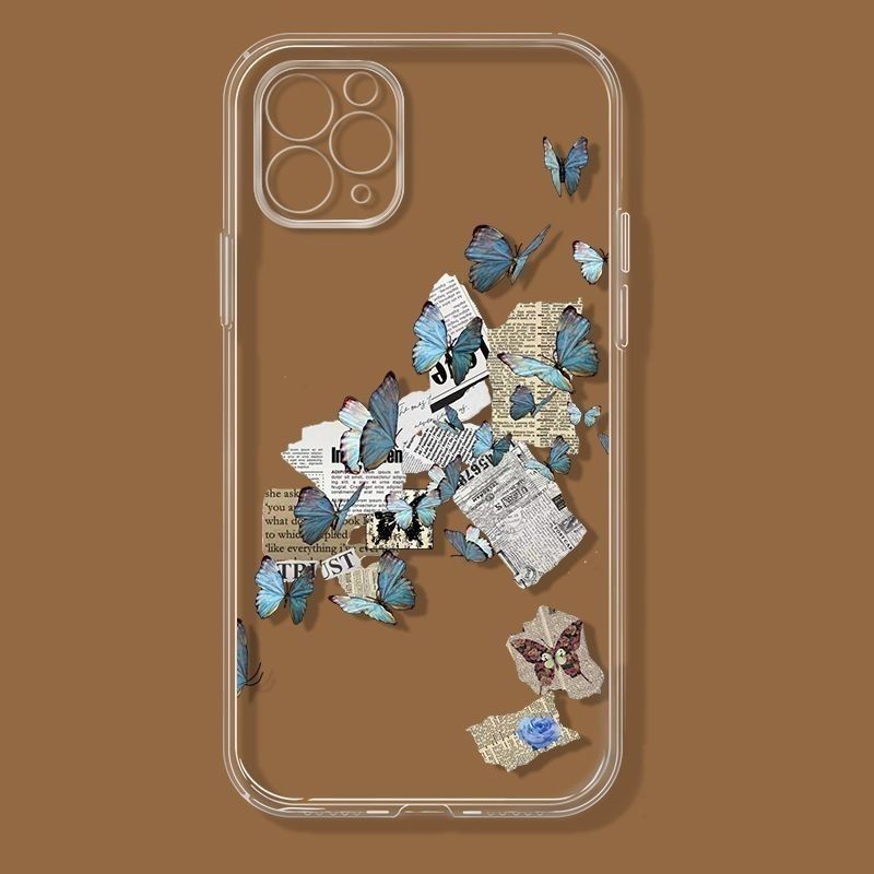 杂志蝴蝶适用iPhone14Pro/17手机壳11/6/xr苹果14/15Promax软情侣8p手机壳简约