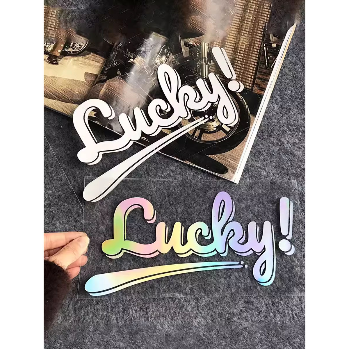 适用于汽车摩托车Lucky装饰贴纸幸运字母车窗玻璃小牛电动车拉花