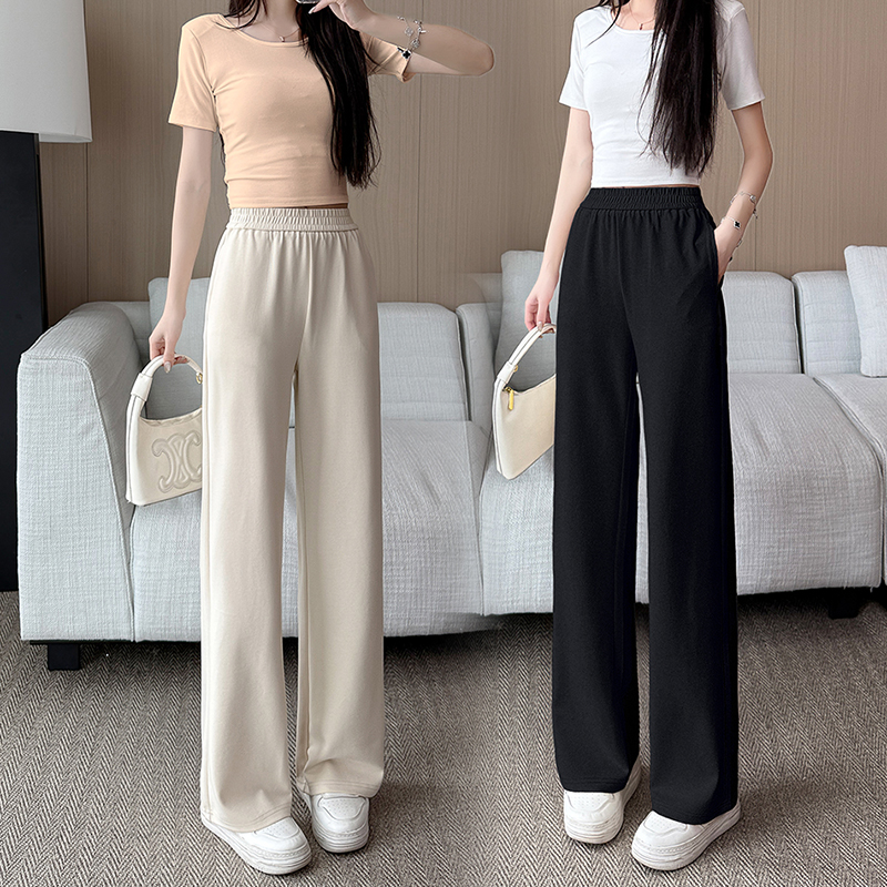 150小个子黑色窄版阔腿裤女155高腰垂感夏季裤子直筒爆款休闲裤xs