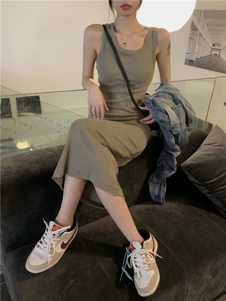 小个子150显高百搭针织背心裙夏季155洋气打底修身包臀长裙xs码女