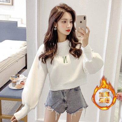 小个子加绒卫衣韩版棉宽松