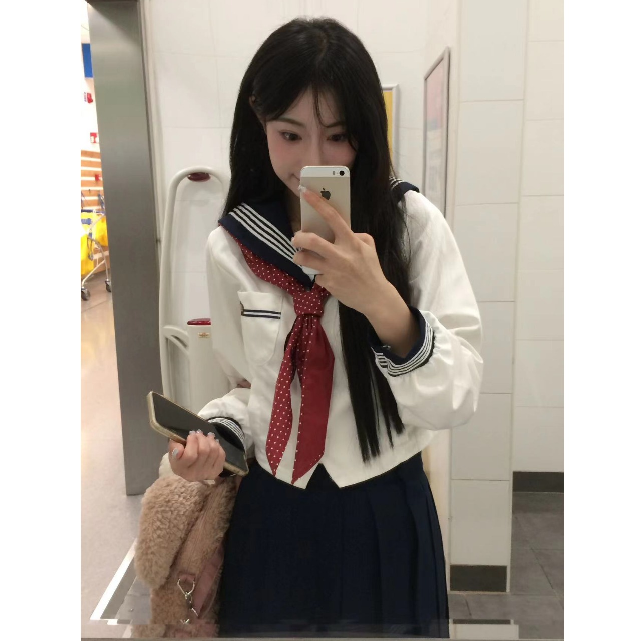 学院风衬衫配百褶半身裙日系水手领JK制服女套装a字裙显瘦两件套