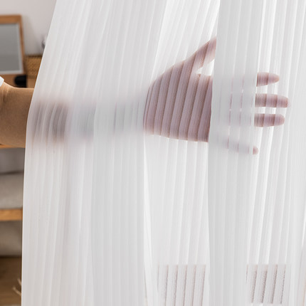 纱帘透光不透人客厅窗纱r卧室飘窗白纱窗帘日式网红垂直梦幻帘遮
