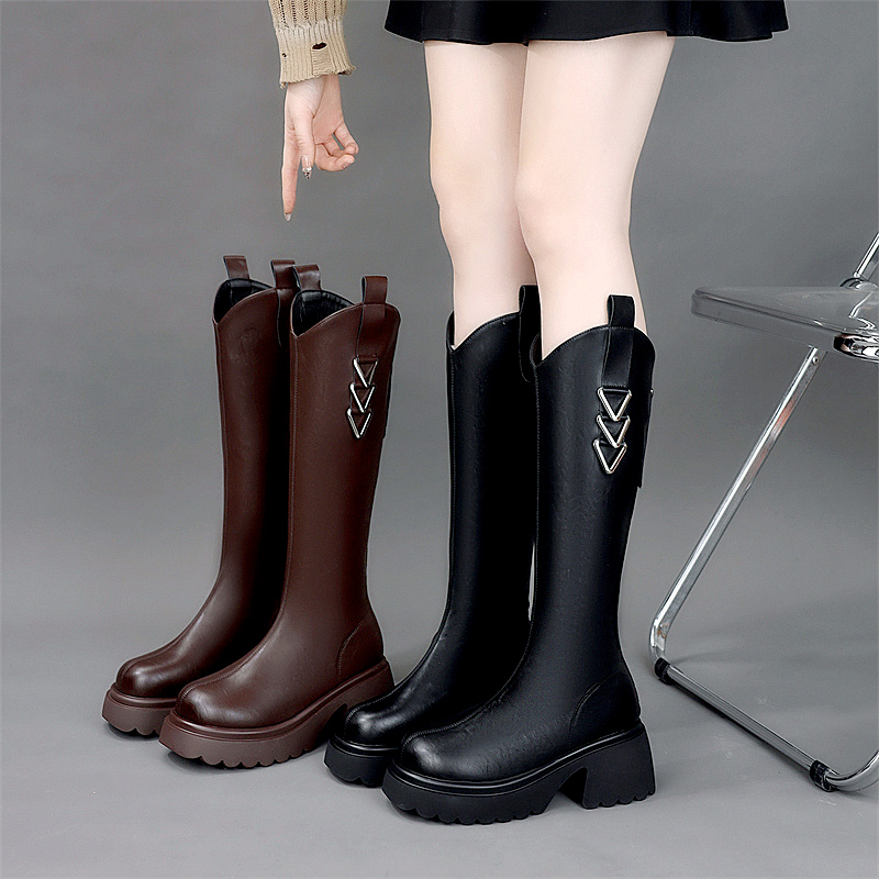 不过膝厚底百搭舒适保暖骑士靴子