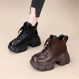 马丁靴短靴女2025秋冬季新款英伦风小个子增高厚底显脚单靴小码34