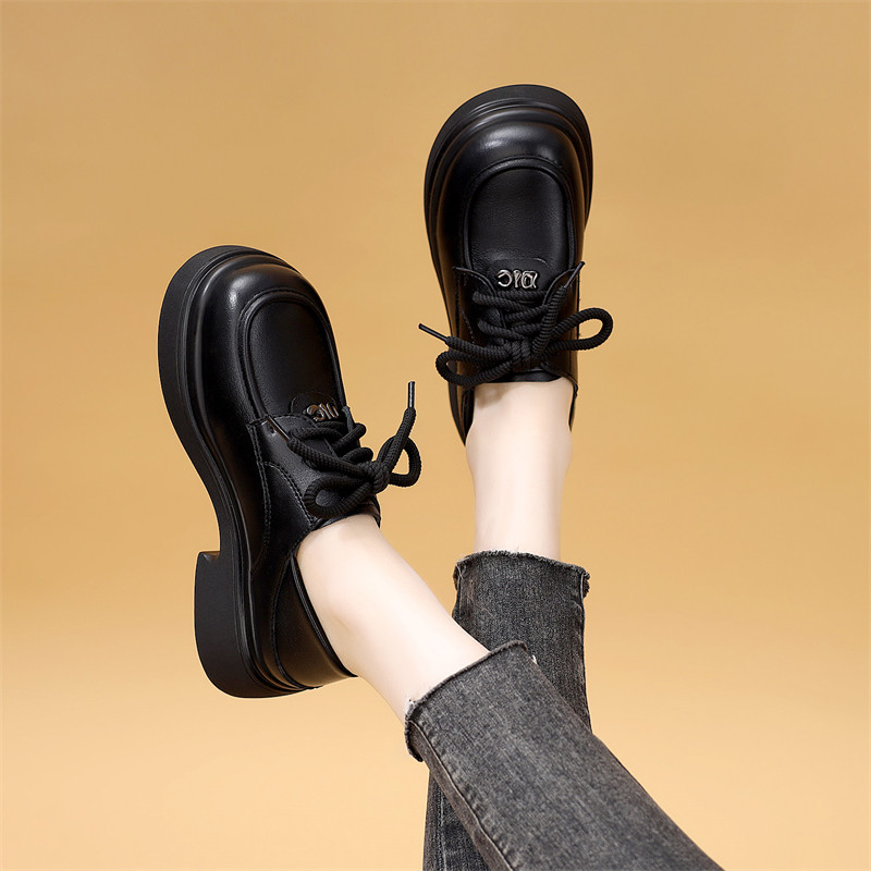 黑色小皮鞋女款2026新款春秋季不累脚平底防滑软底单鞋两穿乐福鞋