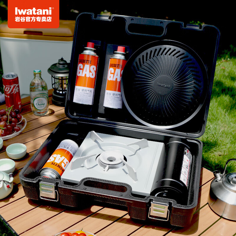 岩谷便携卡式炉套装户外喷火枪燃气瓶防爆新款收纳箱套装19M银