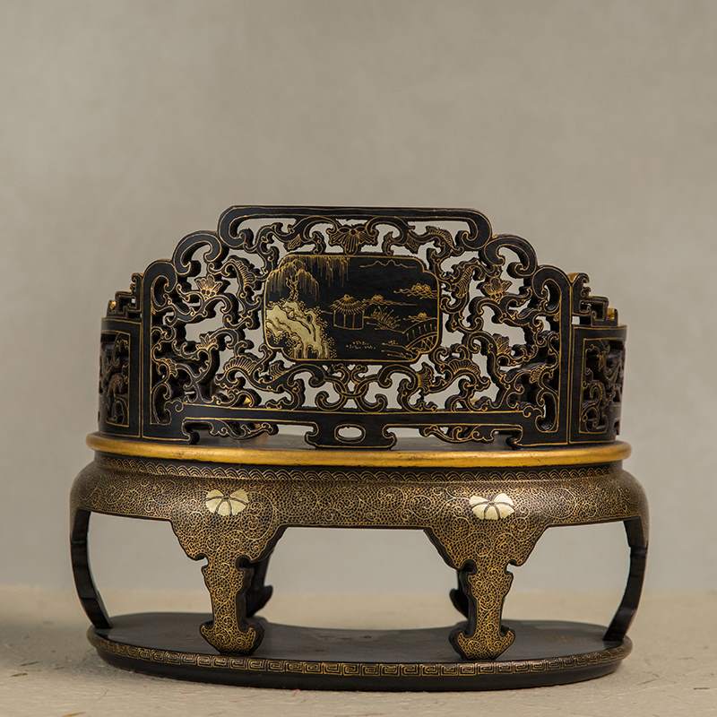漆器收纪黑漆藏客厅佛龛供枝花卉描金缠纹宝座二十世奉摆件式佛台