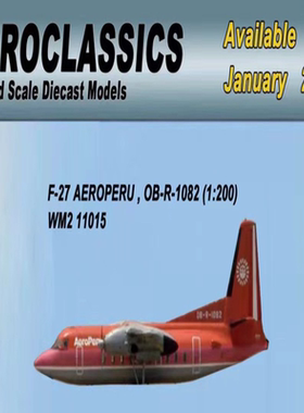 特價！AeroClassics 1月新品！ 1:200 F-27 秘魯航空 OB-R-1082