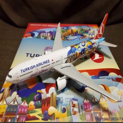 JC Wings 1:400 土耳其航空777-300ER 合金飞机模型，伊斯坦布尔
