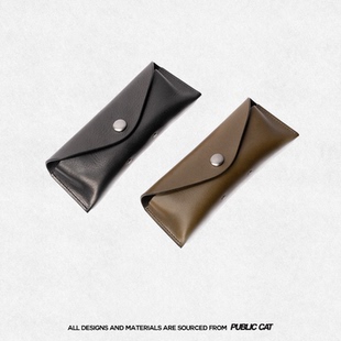 PUBLICCAT公务猫小众设计师头层牛皮轻奢极简主义真皮眼镜收纳盒