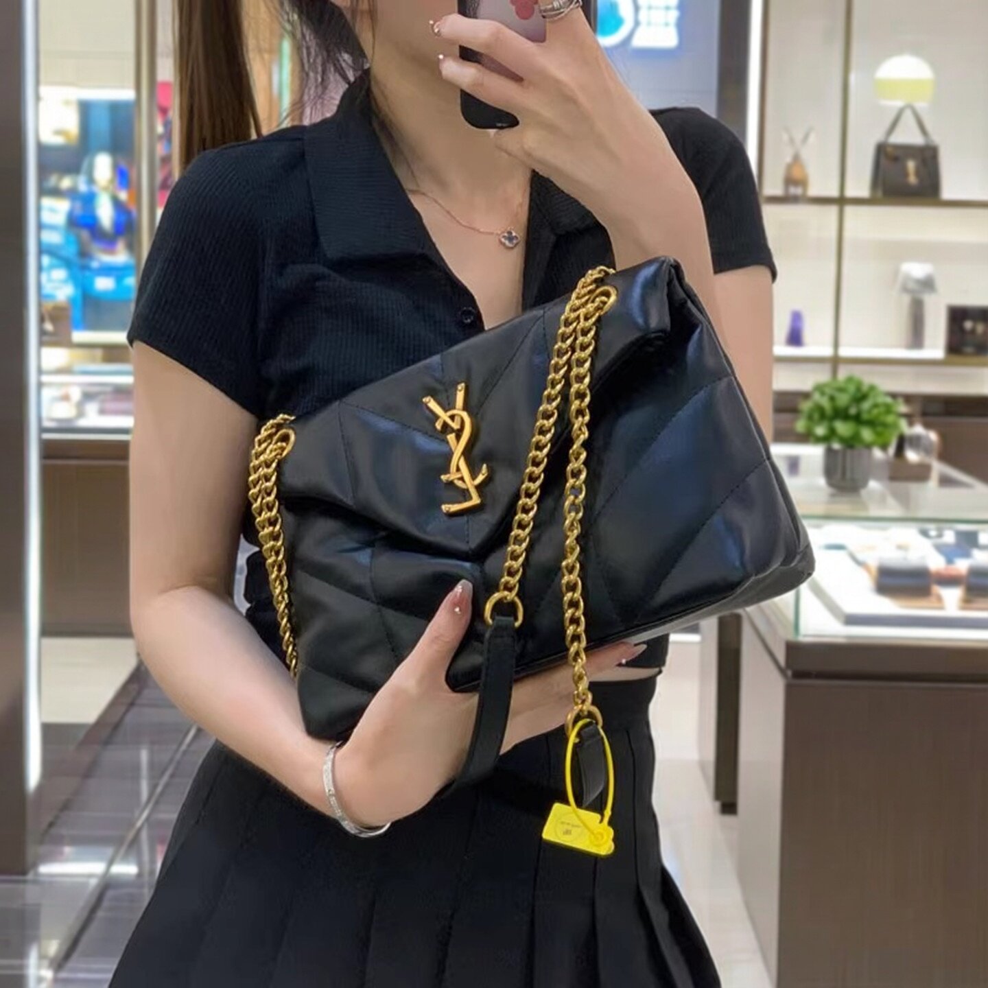 香港购云朵欧美杨树林专柜名牌高仿奢侈高级感时尚真皮链条斜挎包