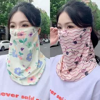 挂耳防晒面纱面罩护颈透气遮全脸