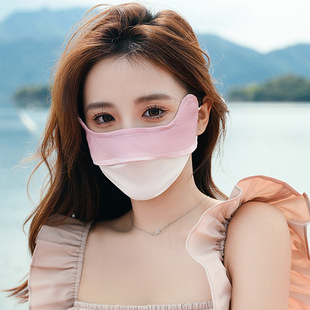 防晒口罩女透气护眼角面罩防紫外线3d立体腮红冰丝夏季遮阳全脸尘
