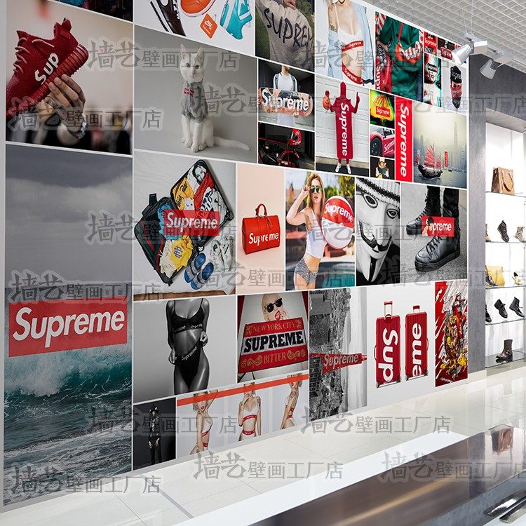 logo潮牌背景墙纸aj壁纸宿舍潮牌墙纸自粘卧室supreme服装店鞋店|msdalam kategori Aksesori rumah, pelekat, Pelekat dinding - dari Buy2taobao.com untuk memberikan perkhidmatan ejen Taobao profesional membeli