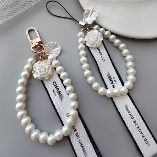 手作香风丝带珍珠挂绳短挂件