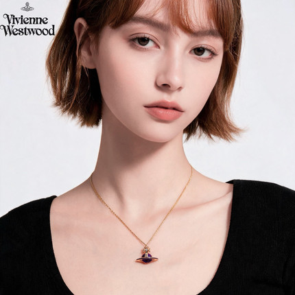 Vivienne Westwood西太后 土星珐琅项链 立体星球吊坠锁骨链女