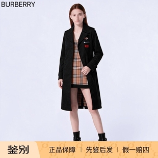 Burberry/博柏利 单排扣风衣 字母logo女款外套 黑色80226391