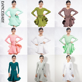 Dancebaby拉丁舞服新款 秋冬少儿比赛规定考级服舞蹈服练功服锦纶