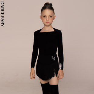 dancebaby拉丁舞服练功服2025新款秋冬儿童日常舞蹈服上衣DAS224