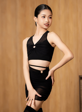 Dancebaby拉丁舞服2026新款春夏练功服少儿上衣舞蹈服套装DAS727