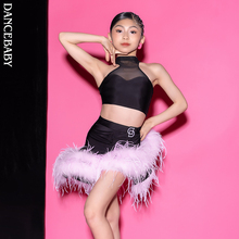 Dancebaby拉丁舞服2025新款比赛服女童高级练功舞服小花服DAS732