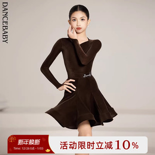 Dancebaby拉丁舞服装 DAS815 女童标准比赛服鱼骨裙桃心领丝绒套装