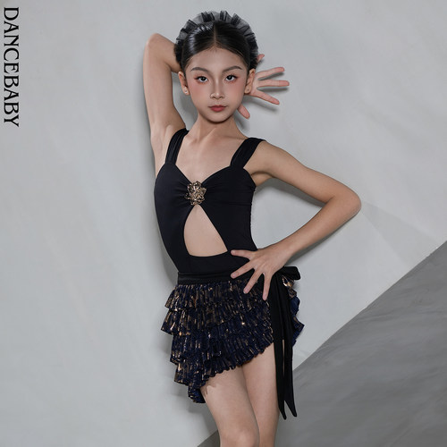 Dancebaby2026新款拉丁舞服日常练功服儿童舞蹈高级感体服D134
