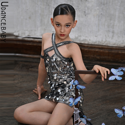 Udance【Glitter】拉丁舞比赛服专业花服连衣裙亮片表演服US38